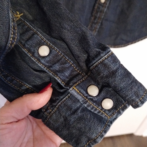 COPY - Gap 1969 Jean Shirt W/ Pearl Buttons Recycled Cotton Size Large EUC - Picture 5 of 11
